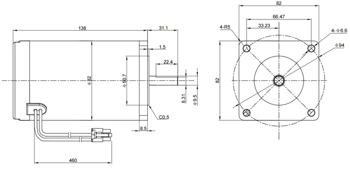 قطر موتور DC برس دار IP68 ضد آب. 82 میلی متر 50 - 300 وات 0